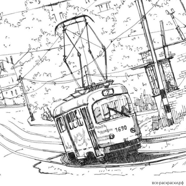 Трамвай раскраска