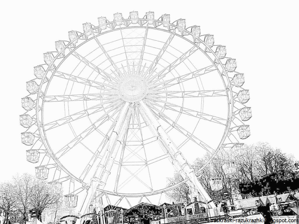 Колесо обозрения раскраска