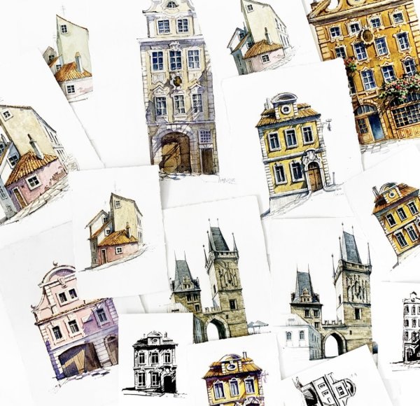 Раскраска город для акварели