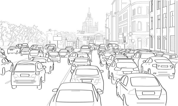 Раскраски город автомобилей