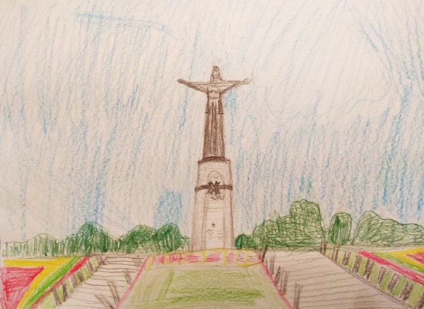 Детский рисунок монумент матери покровительнице город Чебоксары