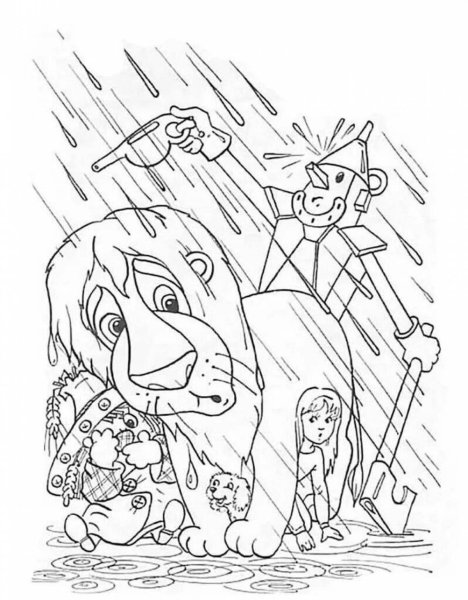 Раскраска к сказке волшебник изумрудного города Элли
