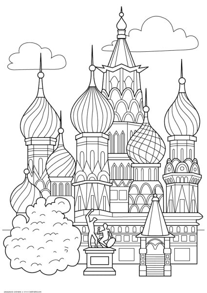 Раскраска храм Василия Блаженного в Москве для детей