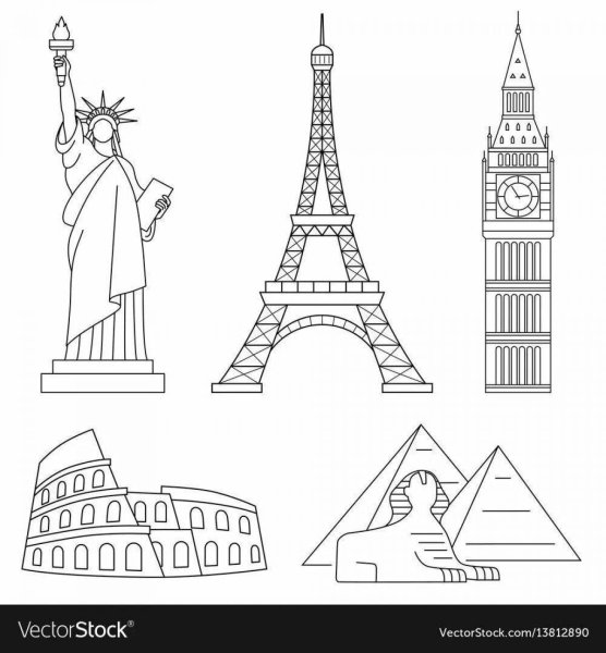 Мировые достопримечательности вектор
