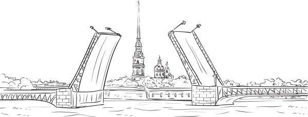 Дворцовый разводной мост в Санкт-Петербурге рисунок