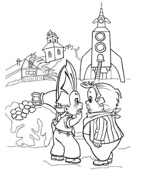 Незнайка на Луне раскраска для детей