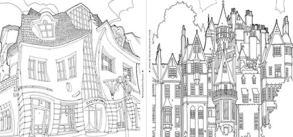 Городские постройки раскраска