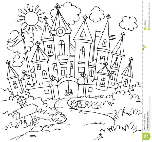 Сказочный город раскраска для детей