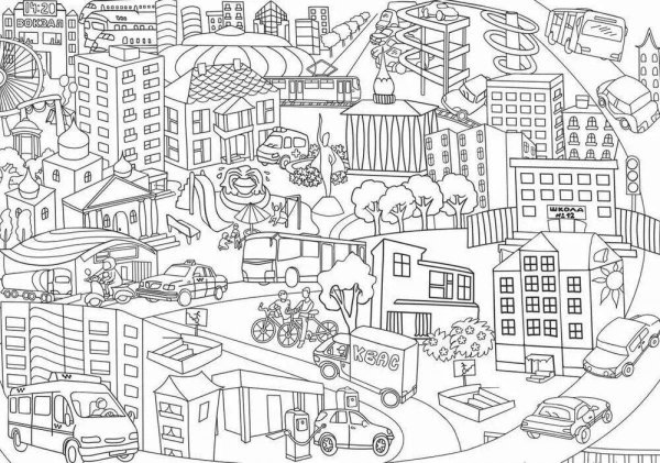 Раскраска город для детей