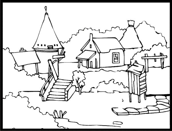 Древний город раскраска