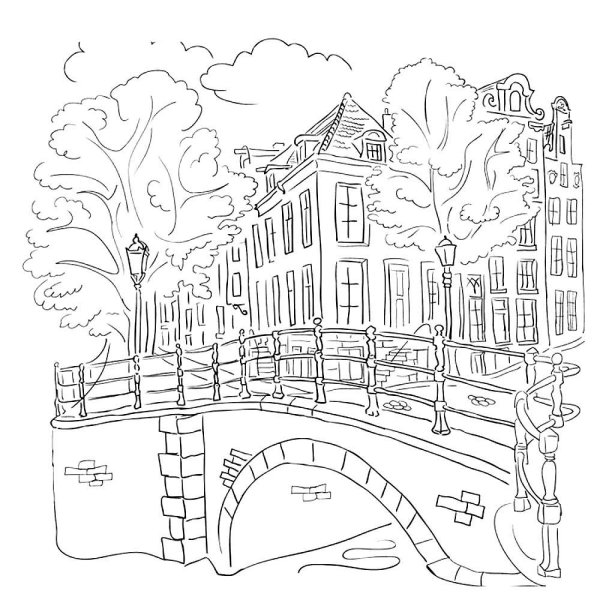 Городской пейзаж раскраска