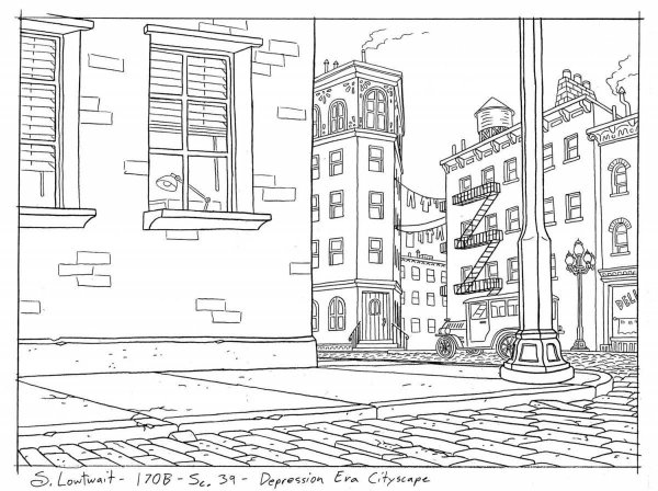 Раскраска пейзаж города