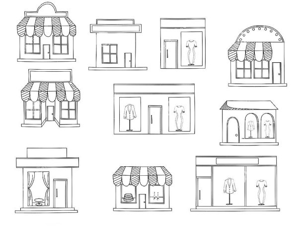 Раскраска здание магазина