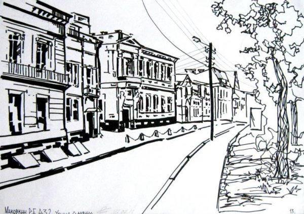 Городской пейзаж в графике