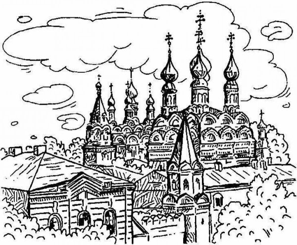 Древнерусский город раскраска