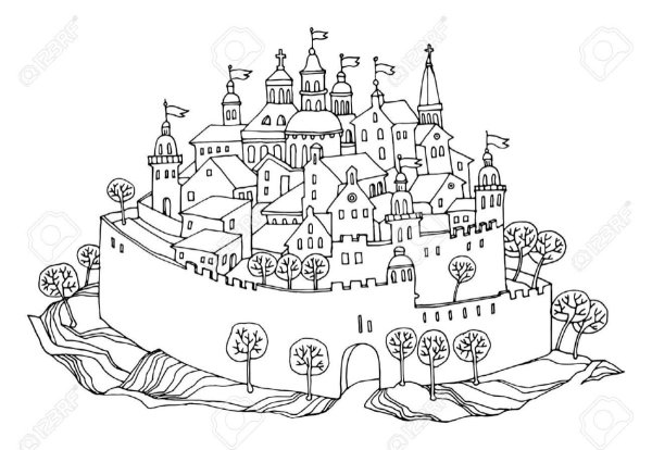 Древнерусский город раскраска