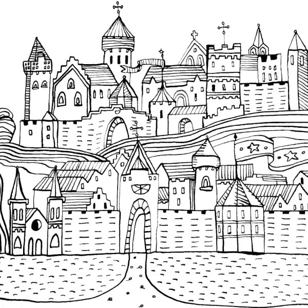 Древний город раскраска