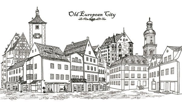 Векторные иллюстрации средневекового города