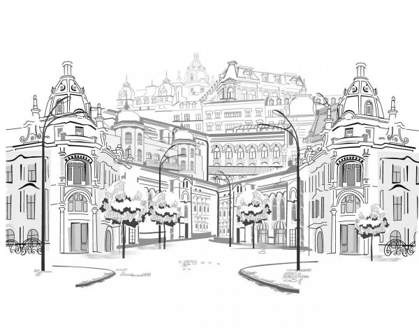 Городской пейзаж Векторная Графика