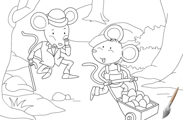 Раскраска городская и деревенская мышь