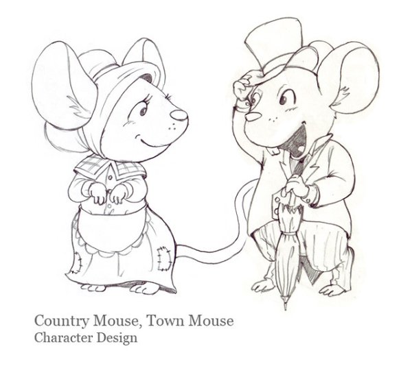 Раскраска the Town and the Country Mouse
