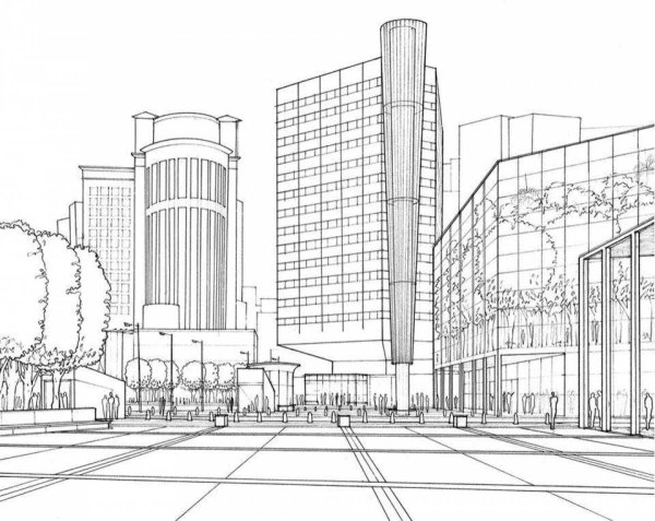 Эскиз современного города