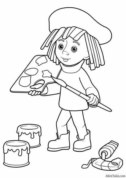 Раскраска профессия художник для детей