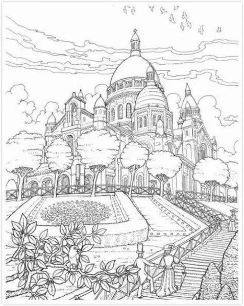 Храм раскраска сложная