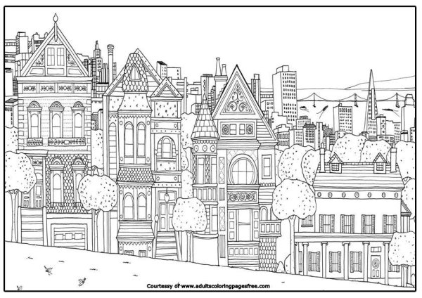 Вечерний город раскраска