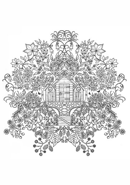 Раскраска таинственный сад Джоанна Басфорд