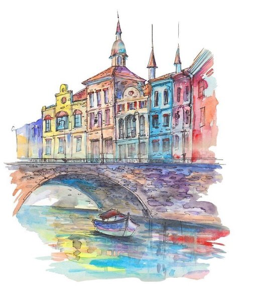 Скетч акварель Санкт-Петербург