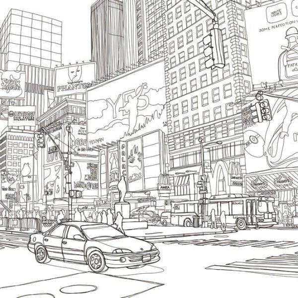 Раскраска город с людьми