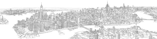 Рисованная панорама города