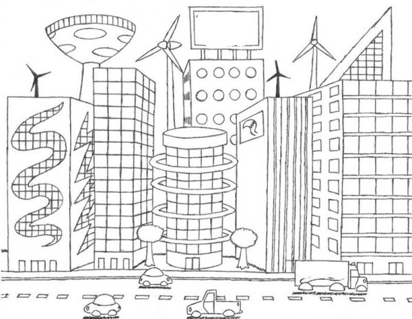 Эскиз города будущего