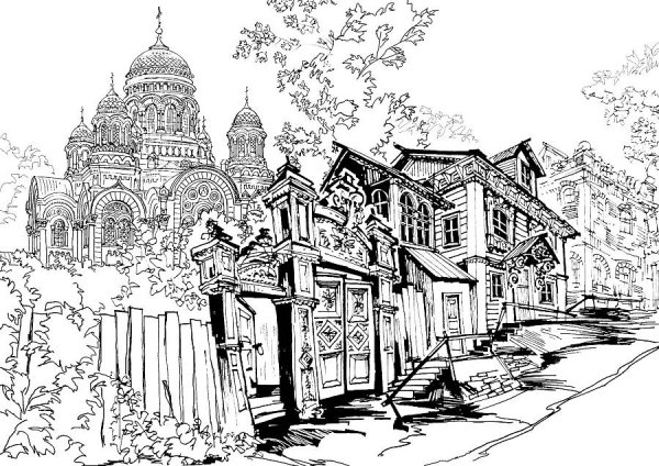 Архитектура черно белая Графика