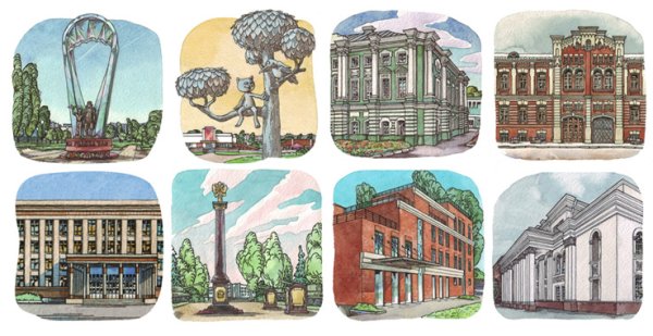 Достопримечательности Воронежа в детских рисунках