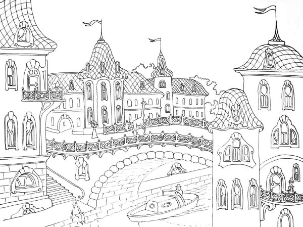 Сказочный город раскраска