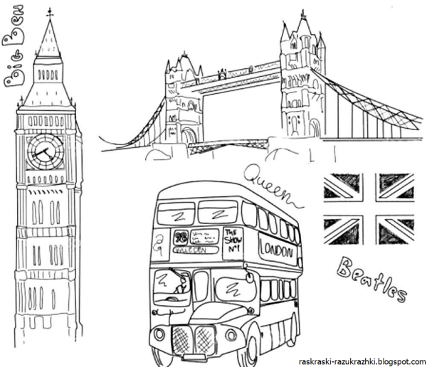 Лондон и Биг Бен раскрасить