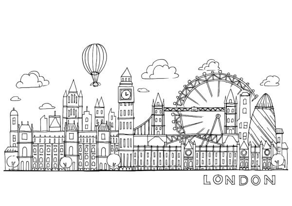 Домики Лондона раскраска