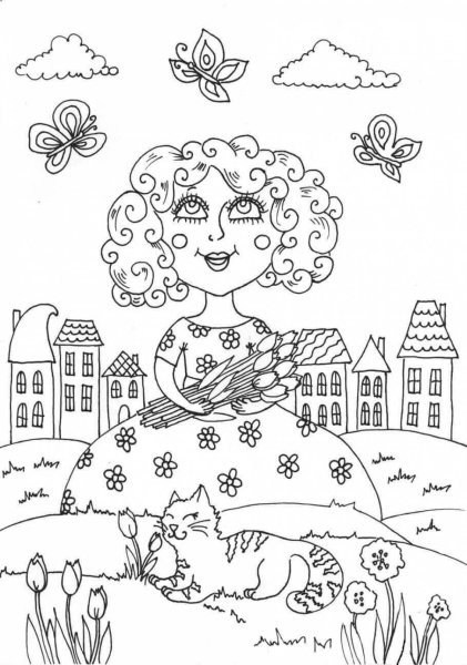 Раскраски для девочек весенние