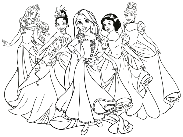 Разукрашка для девочки принцессы Дисней