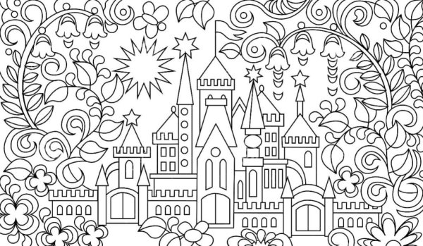 Разукрашки антистресс для детей замок