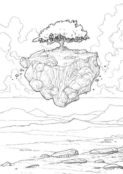 Летающий остров карандашом