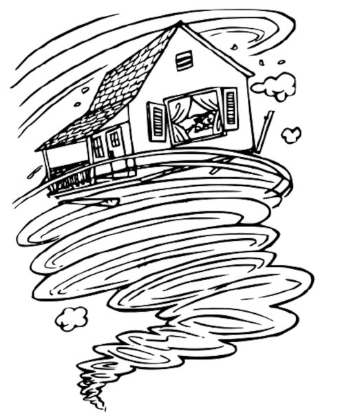 Раскраски домик Элли волшебник изумрудного города