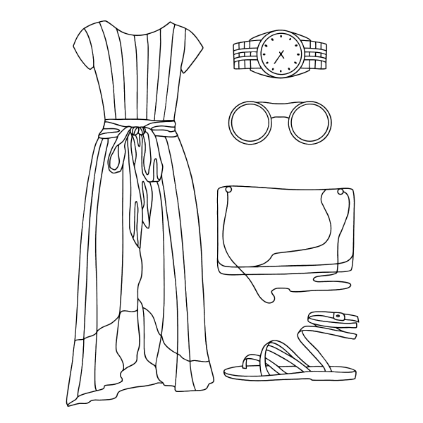 Раскраска модный образ