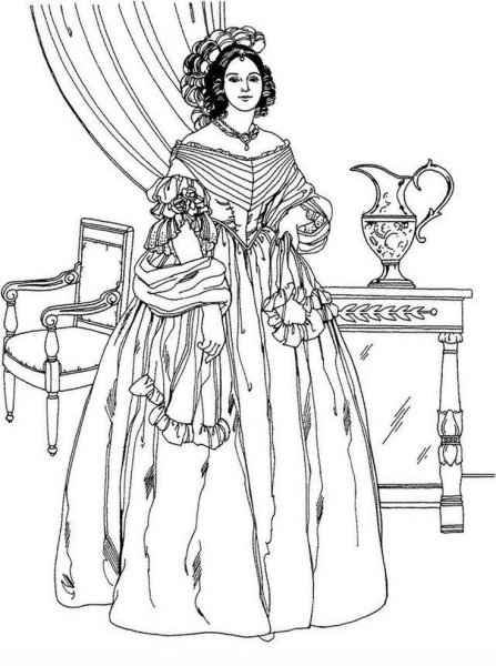 Раскраска исторические платья