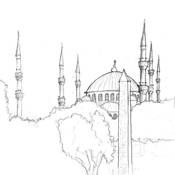 Мечеть карандашом для срисовки
