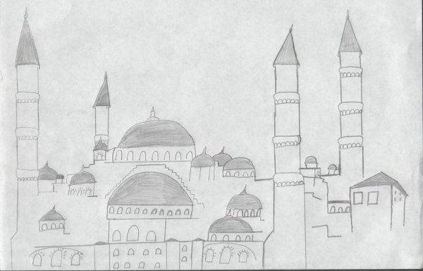 Мечеть рисунок 4 класс карандашом