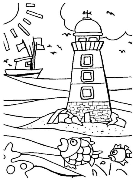 Маяк раскраска для детей
