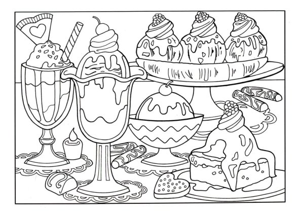 Сладости раскраска для детей